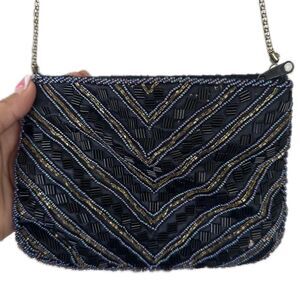 Vintage La Regal Ltd. Iridescent Beaded Chain Strap Zipper Evening Bag Purse